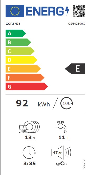 Gorenje GS642E90X mosogatógép, 13 teríték, 59.9x59.7x84.5 cm, ezüst szín