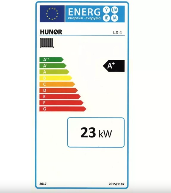 Hunor LX4 szilárdtüzelésű 4 tagos  öntöttvas kazán 23kW