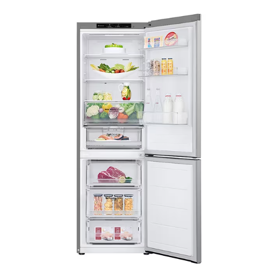 LG GBV3100DPY alulfagyasztós kombinált hűtőszekrény, DoorCooling+™ technológia, 344/110L, 59.5x68.2x186 cm, hamvas matt ezüst szín 