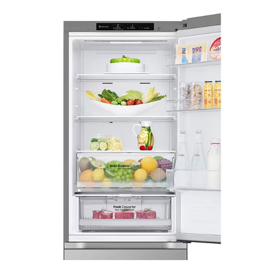 LG GBV3100DPY alulfagyasztós kombinált hűtőszekrény, DoorCooling+™ technológia, 344/110L, 59.5x68.2x186 cm, hamvas matt ezüst szín 