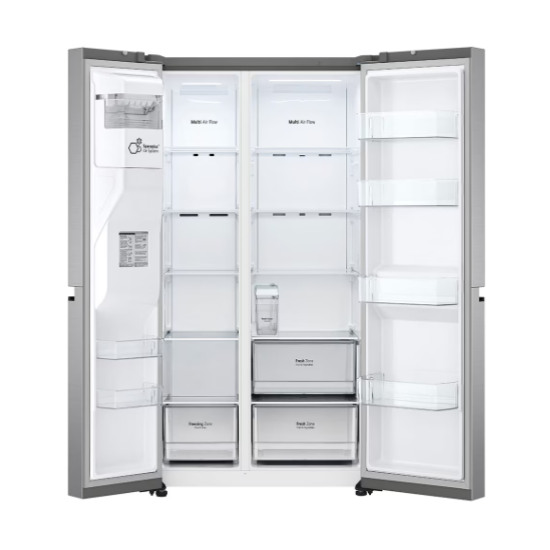 LG GSLV51PZXM Side-by-Side hűtőszekrény, inox színű,416/219L,179cm magasság, Smart Inverter Kompresszor, 