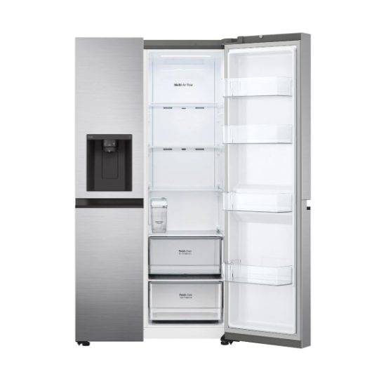 LG GSLV51PZXM Side-by-Side hűtőszekrény, inox színű,416/219L,179cm magasság, Smart Inverter Kompresszor, 