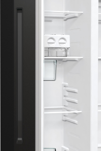 Gorenje NRR9185EABXL side by side fekete hűtőszekrény, Total No Frost funkcióval, Inverteres kompresszorral,358/192L, 91.5x67x178.6 cm, fekete szín