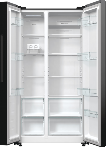 Gorenje NRR9185EABXL side by side fekete hűtőszekrény, Total No Frost funkcióval, Inverteres kompresszorral,358/192L, 91.5x67x178.6 cm, fekete szín