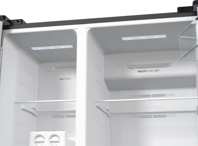 Gorenje NRR9185EABXL side by side fekete hűtőszekrény, Total No Frost funkcióval, Inverteres kompresszorral,358/192L, 91.5x67x178.6 cm, fekete szín