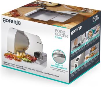 Gorenje R708A PRÉMIUM szeletelőgép, aluminium palást Solingen kés, inox 