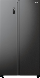 Gorenje NRR9185EABXL side by side fekete hűtőszekrény, Total No Frost funkcióval, Inverteres kompresszorral,358/192L, 91.5x67x178.6 cm, fekete szín