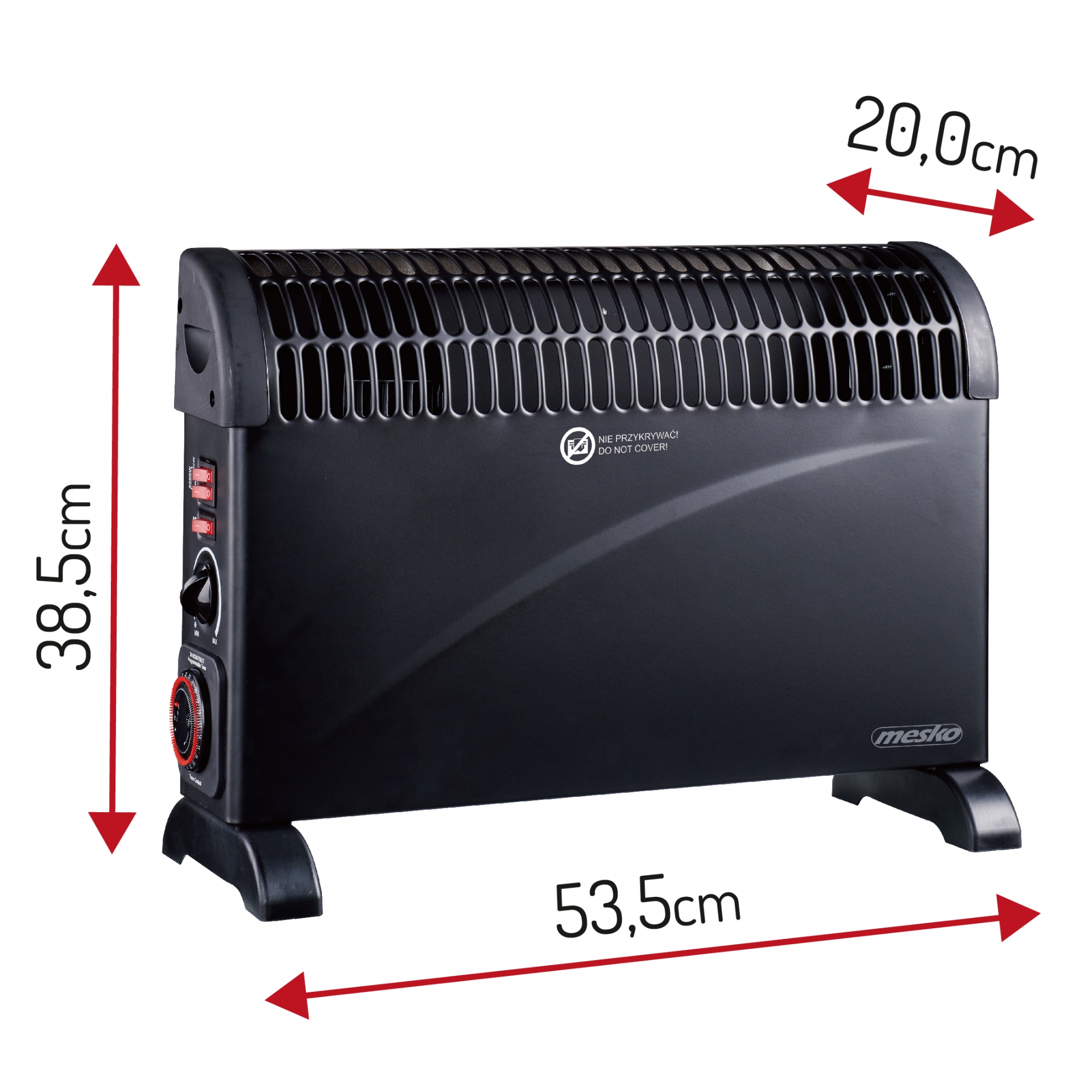 Mesko MS7741B elektromos konvektor időzítővel, turbo ventillátor fokozat, 750W, 1250W, 2000W