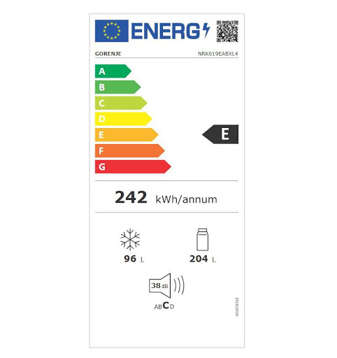 Gorenje NRK619EABXL4 NO Frost fekete kombinált hűtőszekrény, 204/96L, 60x59.2x185 cm 