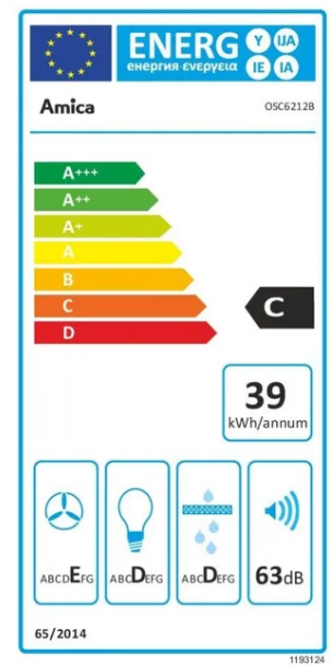 Amica OSC6212B fekete 60cm konyhai elszívó