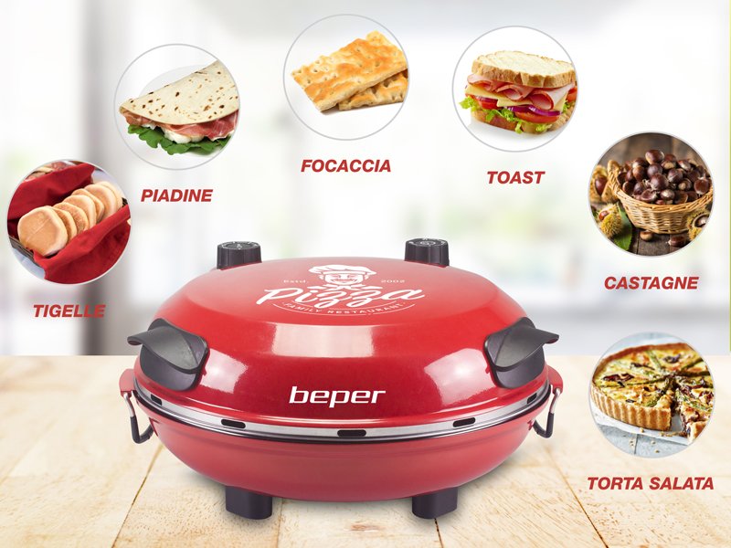 Beper P101CUD300 Pizzasütő piros, 1200W