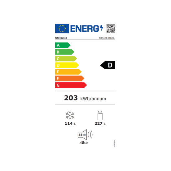Samsung RB34C632DSA/EF vízadagolós NoFrost inox alulfagyasztós kombinált hűtőszekrény 227/114L, gyorshűtés, wlan 185,3x59x5x65,8cm 