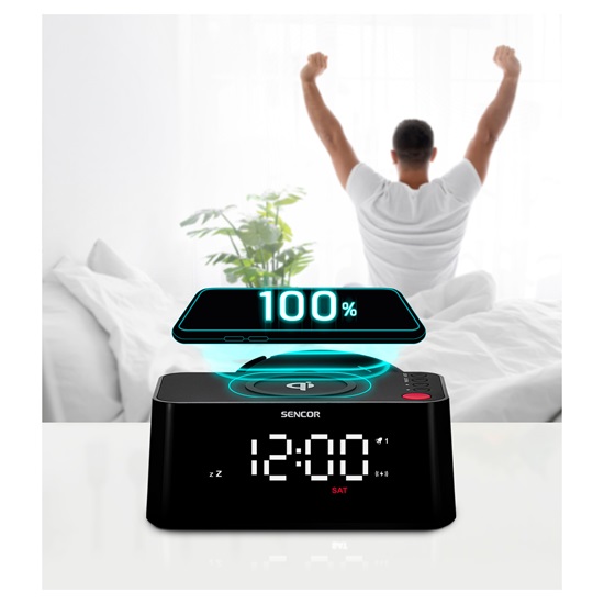 Sencor SDC 7600 QI vezeték nélküli töltés digitális óra 10cm színes kijelző 10 féle színmód