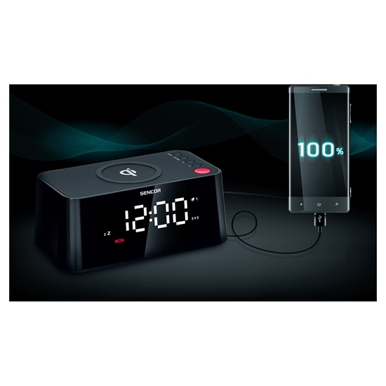 Sencor SDC 7600 QI vezeték nélküli töltés digitális óra 10cm színes kijelző 10 féle színmód