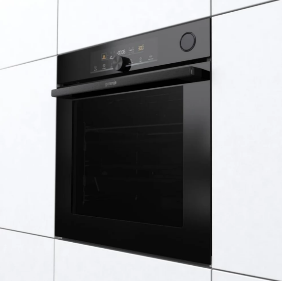 Gorenje BPSA6747A08BG fekete pirolitikus beépíthető sütő SteamAssist, 59.5x56.4x59.5 cm