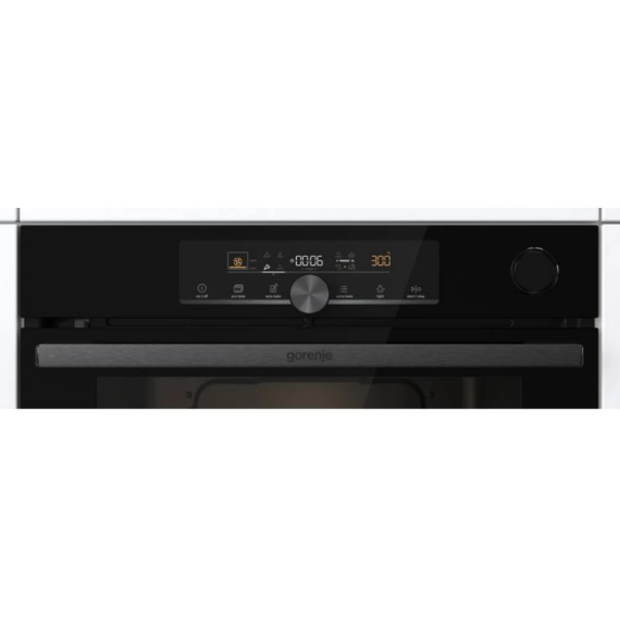 Gorenje BPSA6747A08BG fekete pirolitikus beépíthető sütő SteamAssist, 59.5x56.4x59.5 cm