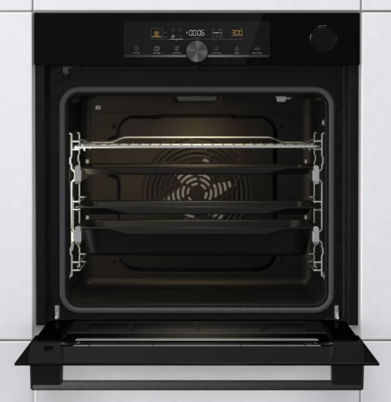 Gorenje BPSA6747A08BG fekete pirolitikus beépíthető sütő SteamAssist, 59.5x56.4x59.5 cm