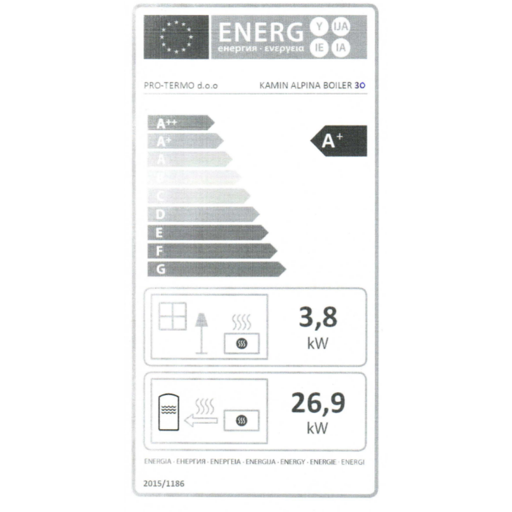 Pro-Termo Alpina boiler 30 fehér vízteres csempés 30 kW kandalló