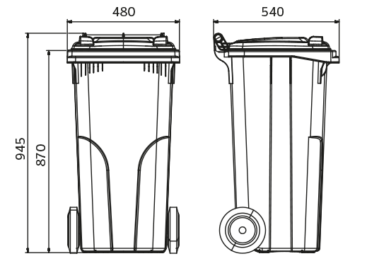 Europlast Kuka 120l barna kerekes hulladék tároló