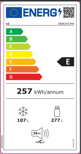LG GBB62PZJMN NO Frost kombinált hűtő, DoorCooling⁺™ technológia, 595 x 2030 x 682 mm
