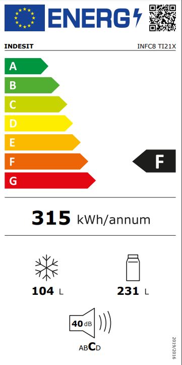 Indesit INFC8 TI21X  No Frost kombinált hűtőszekrény