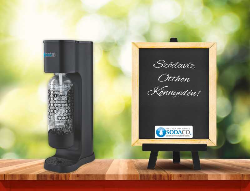 SodaCo K100B King szódagép, fekete, bajonett záras flakonnal 