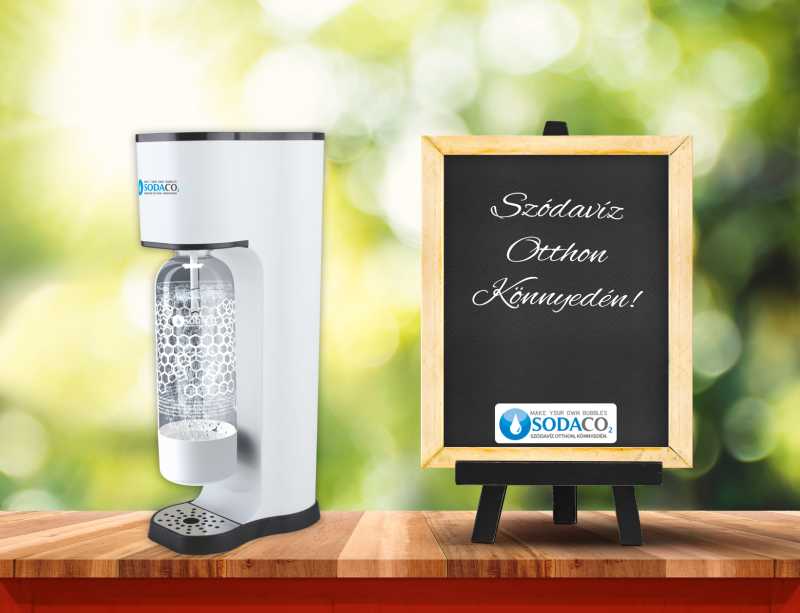 SodaCo K100W King szódagép, fehér, bajonett záras flakonnal 