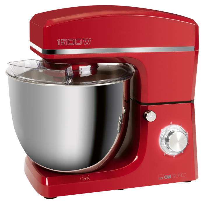 Clatronic KM 3765 piros robotgép 1500W extra nagy, 10 literes rozsdamentes acél tál 6-6,5kg tészta elkészítéséhez
