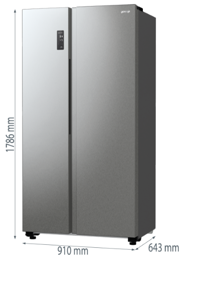 Gorenje NRR9185EAXL side by side hűtőszekrény, inox, 358/192L, Total No Frost funkcióval, Inverteres kompresszorral, 91.5x67x178.6 cm  