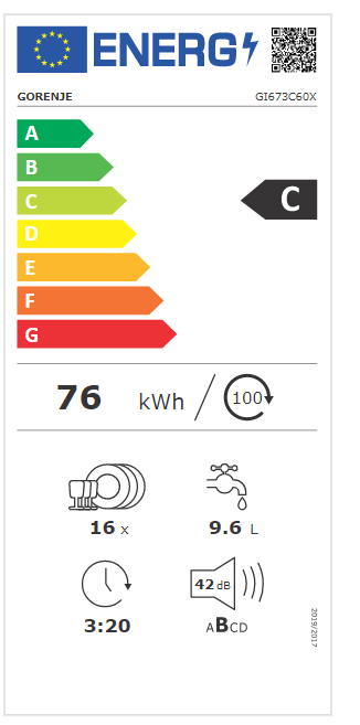 Gorenje GI673C60X WIFI, TotalDry beépíthető kezelőpaneles mosogatógép 60cm, inverter motor, 16 teríték, 3 kosár 