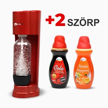 SodaCo R100R Royal piros szódagép +2db szörp