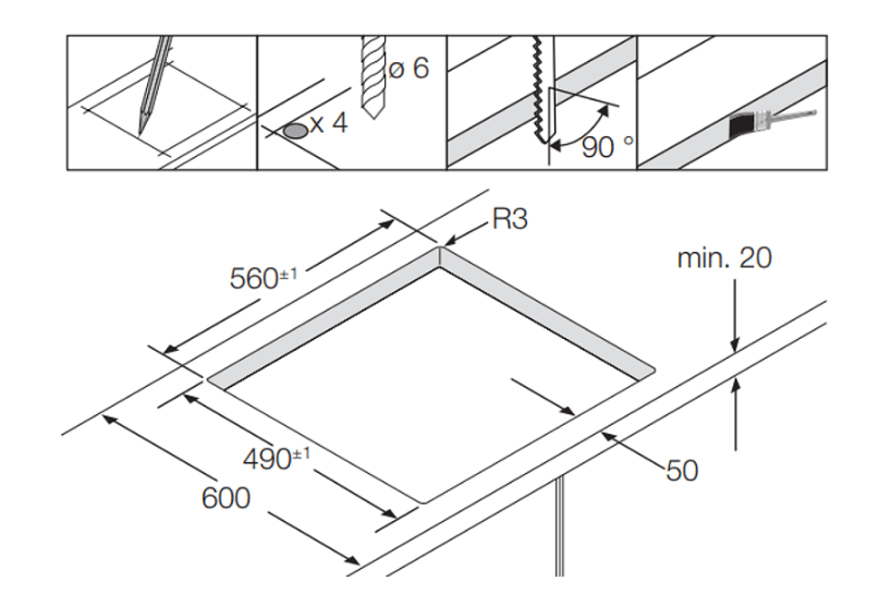 Samsung CTR164NC01/XEO beépíthető kerámialap, 5.5x50.5x57.5 cm, fekete 