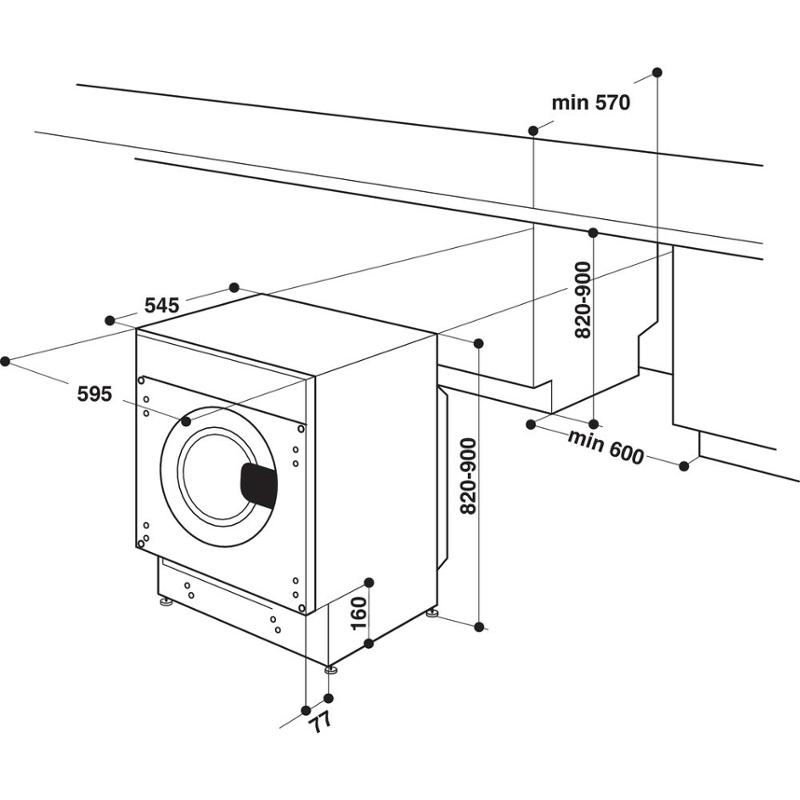 Whirlpool BI WDWG 751482 EU N beépíthető mosó-szárító 7/5kg, inverter motor, 59.5x54.5x81.5 cm