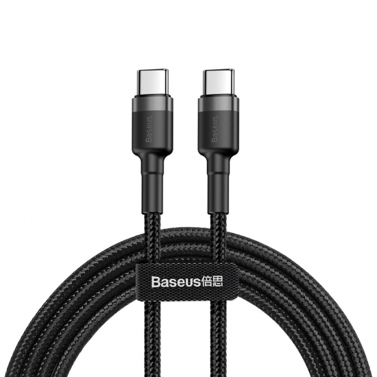 Baseus CATKLF-GG1 Cafule tartós nylon fonott kábel 2x USB-C PD PD2.0 60W 20V 3A töltés / adatátvitel