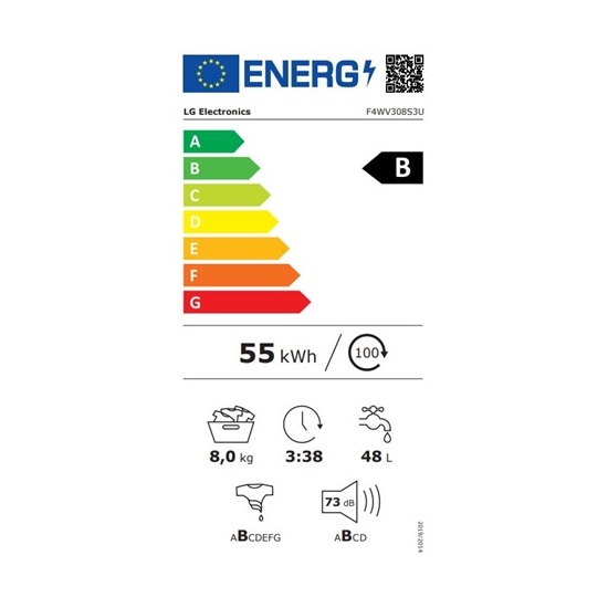 LG F4WV308S3U elöltöltős mosógép gőz funkcióval, 8kg ruhatöltettel 60x56.5x85 cm