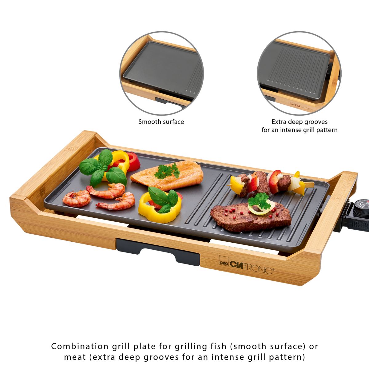 Clatronic TG 3697 asztali grill, bambusz