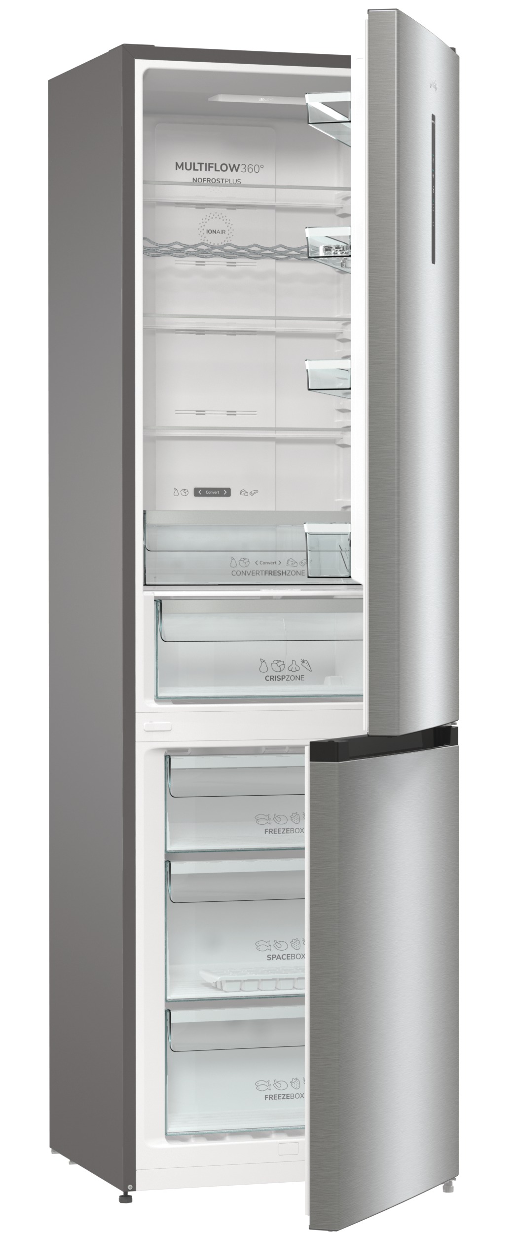 Gorenje NRK6202AXL4 No Frost inox kombinált hűtőszekrény, 235/96L, 60x59.2x200 cm