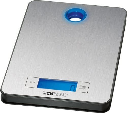 Clatronic KW 3412 konyhamérleg, kék LCD kijelző, Inox KW3412