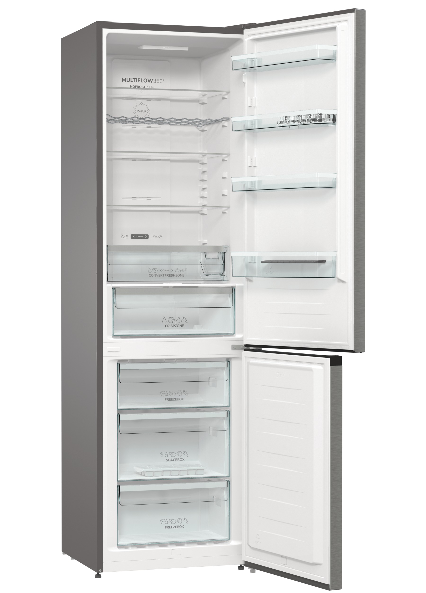 Gorenje NRK6202AXL4 No Frost inox kombinált hűtőszekrény, 235/96L, 60x59.2x200 cm