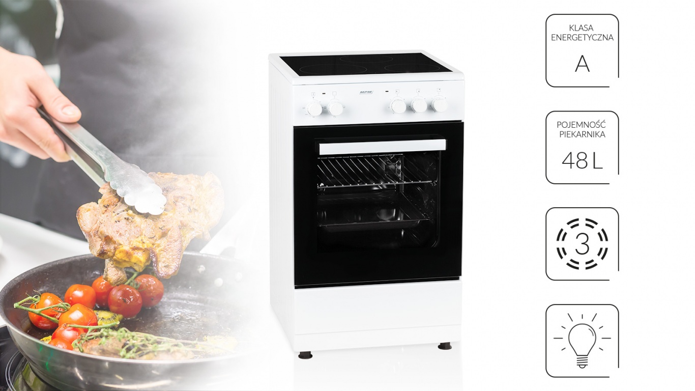 MPM MPM-53-KEC-30 kerámialapos tűzhely 55cm mélység! MPM53KEC30