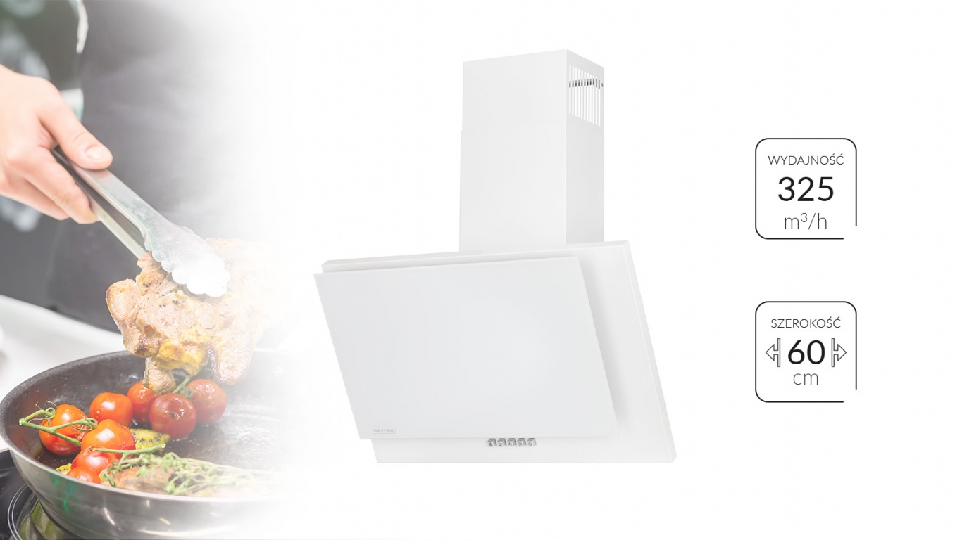 MPM MPM-60-OM-37 fehér fali döntött 60cm elszívó