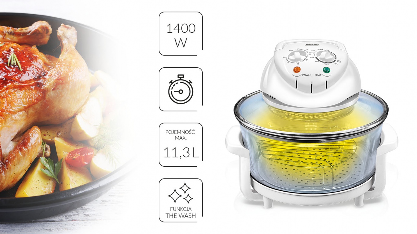 MPM MKO01 Halogén sütő 1400W zsíradék nélküli sütés MKO-01