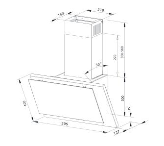 MPM MPM-60-OM-37 fehér fali döntött 60cm elszívó