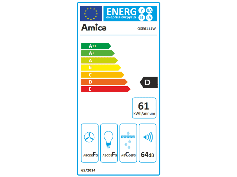 Amica OSE6111W fehér hagyományos 60cm elszívó