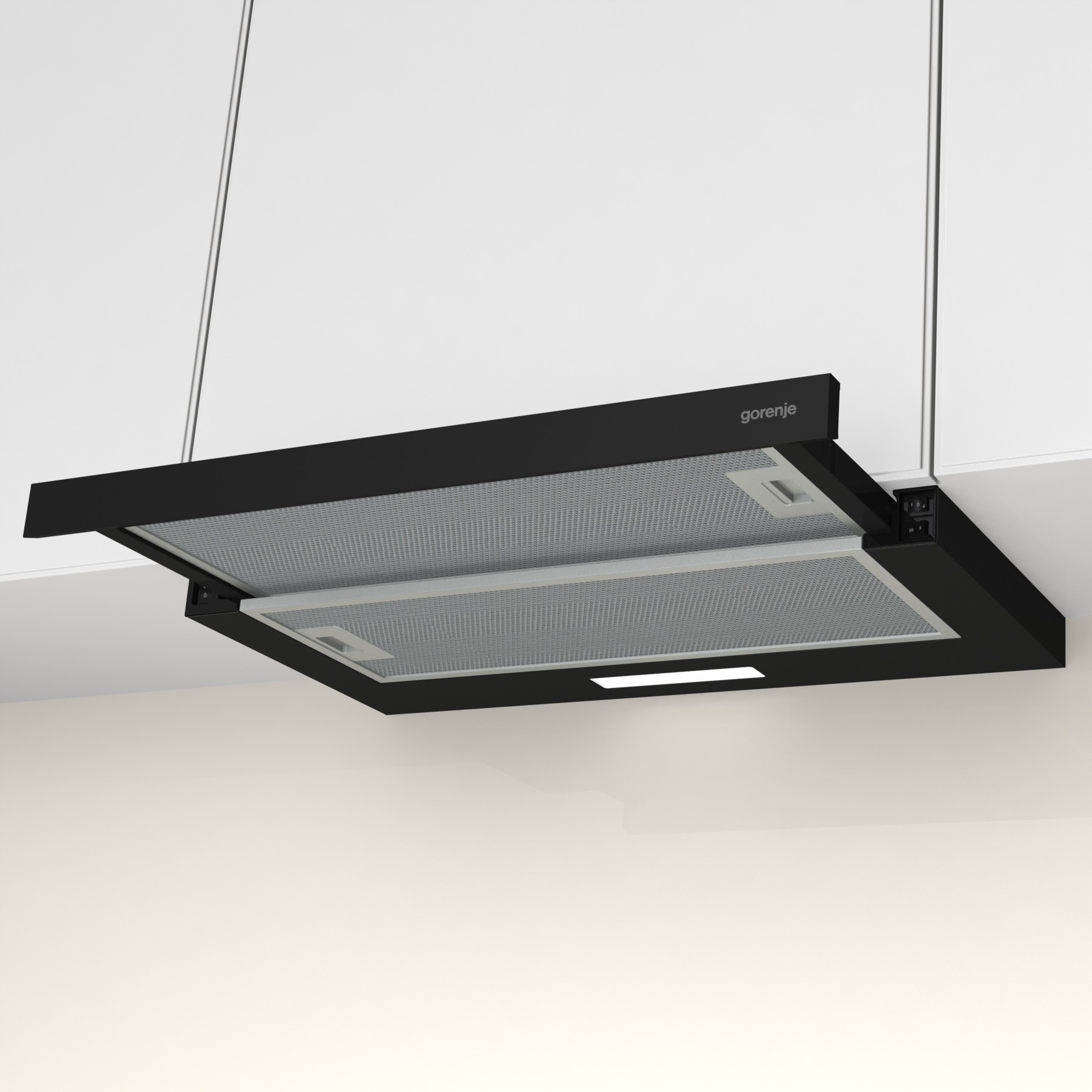 Gorenje TH60E3B fekete beépíthető teleszkópos konyhai elszívó, 60 cm széles