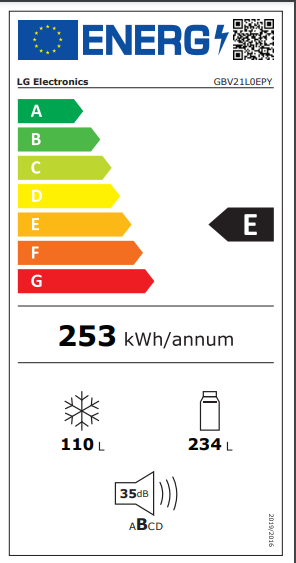 LG GBV21L0ESW No Frost alulfagyasztós kombinált hűtőszekrény, fehér DoorCooling+™ Inverter kompresszor 186x59,5X68,2cm