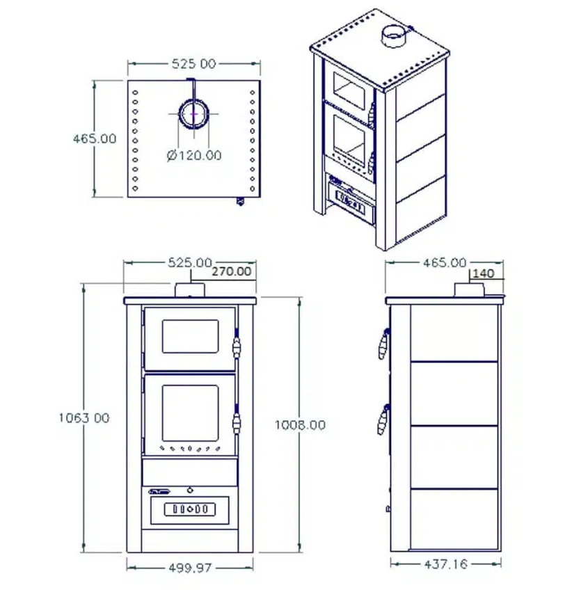 Warnex Taurus csempés sütős kandalló bézs oldalburkolattal, 12kW 