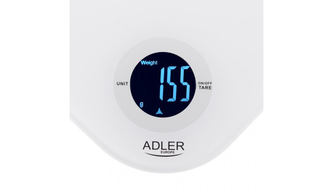 Adler AD3180 üveglapos konyhai fehér mérleg 10 kg súlyhatárig, lcd kijelző