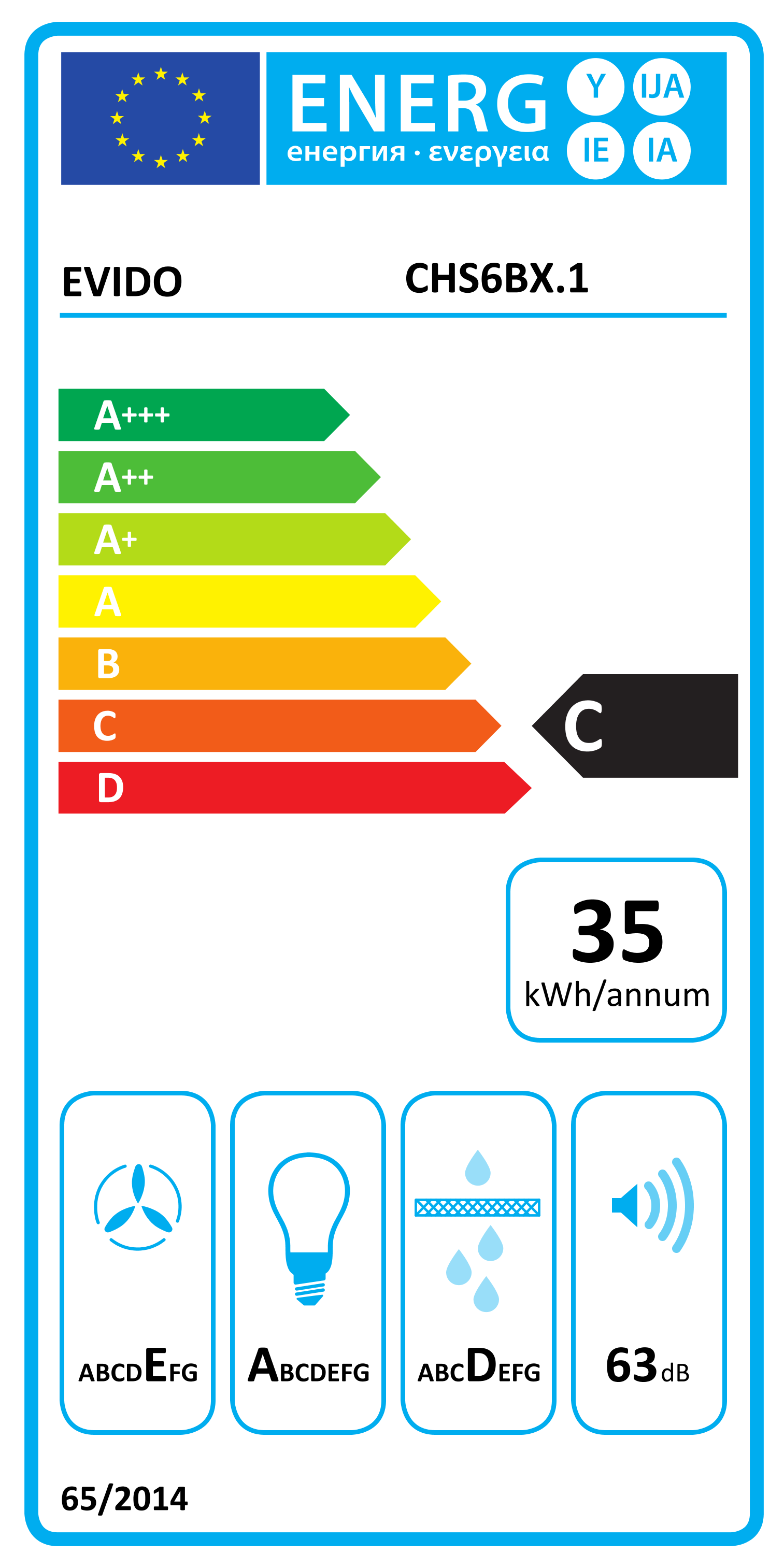 Evido CHS6BX.1 hagyományos 60 cm inox konyhai elszívó hátsó és felső kivezetéssel, aluminium zsírszűrővel