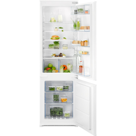 Electrolux ENT6NE18S NoFrost beépíthető alulfagyasztós kombinált hűtőszekrény, 54.6x54.9x177.2 cm, 195/62L  